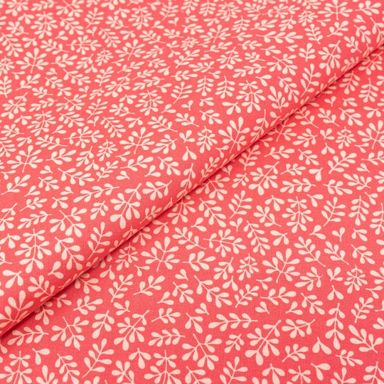 SINGER Pink Leaves Cotton Fabric